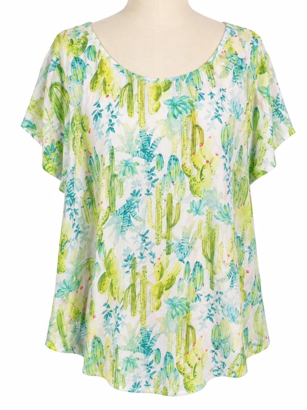 Torrid Abby Cactus Desert Flutter Sleeve Button Back Georgette Blouse Size 2X